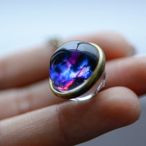 Nebula Galaxy Double Sided Pendant Necklace Glass